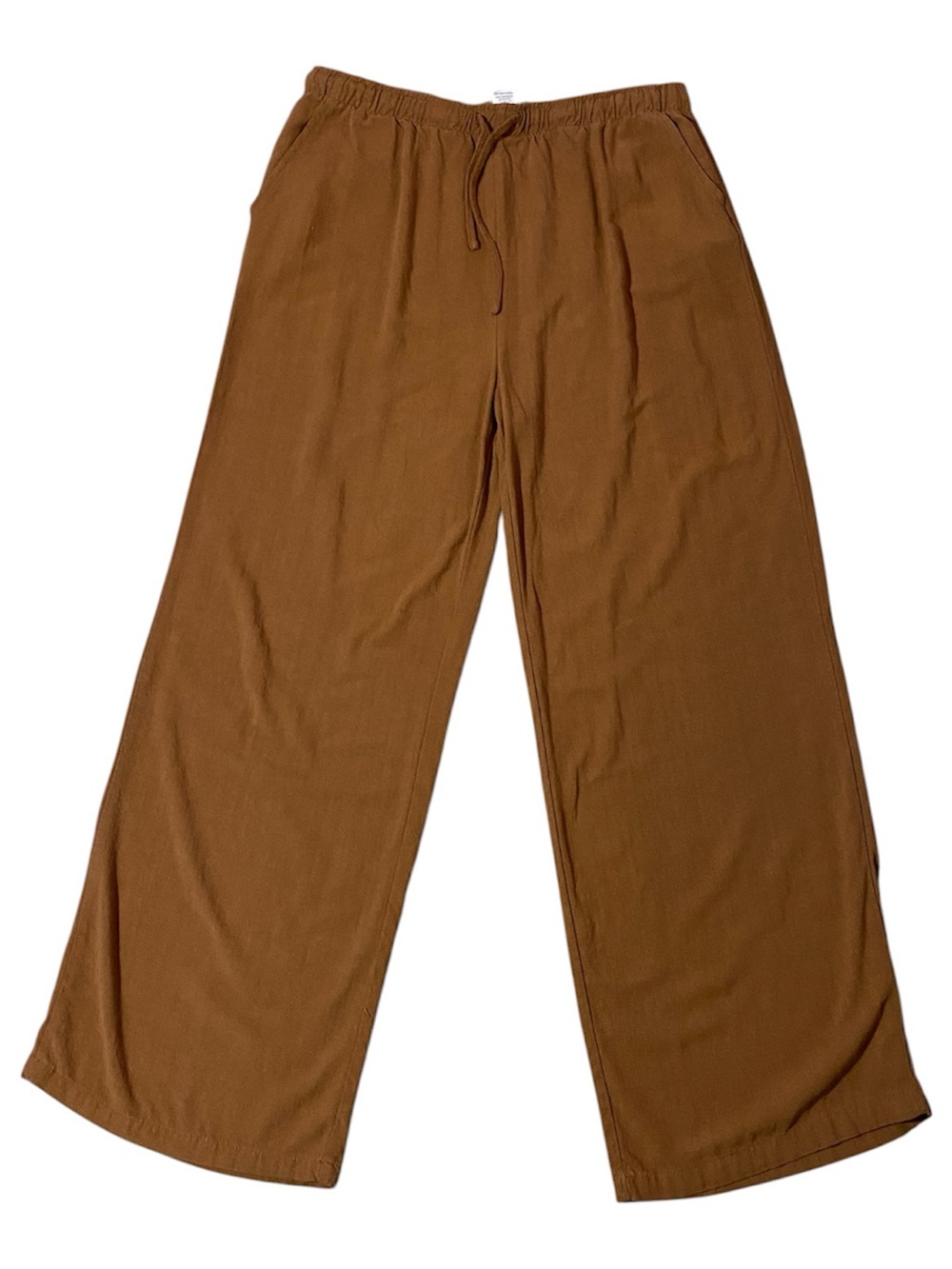 Blenca Viscose Linen Blend Wide-Leg Pants Sz XL Brown Flowy Minimalist Vacation